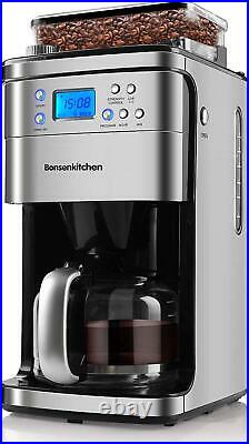 10 Cup Programmable Coffee Maker E With Burr Conical Grinder, Grind And Brew 50