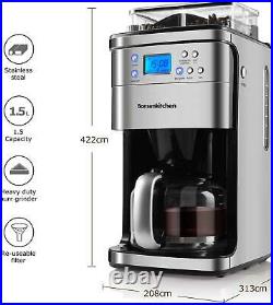 10 Cup Programmable Coffee Maker E With Burr Conical Grinder, Grind And Brew 50