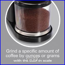 4 Oz. Black and Stainless Steel Conical Burr Coffee Grinder with Digital Display
