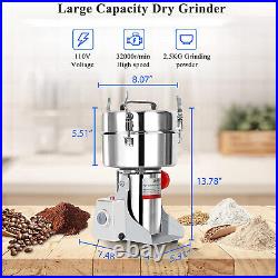 750g/1000g/2500g Commercial Spice Grinder Electric Grain Mill Dry Pulverizer