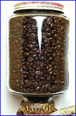 ARCADE # 3 COFFEE GRINDER Antique WALL MOUNT Victorian BURR MILL Jar CAST IRON