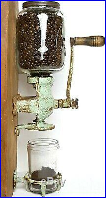 ARCADE # 3 COFFEE GRINDER Antique WALL MOUNT Victorian BURR MILL Jar CAST IRON