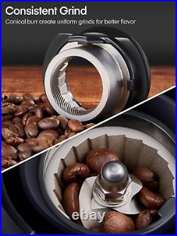 Anti-Static Conical Burr Coffee Grinder Adjustable Burr Mill with 35 Precise Gr