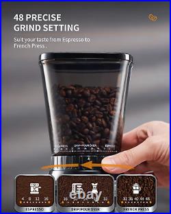 Anti-Static Conical Burr Coffee Grinder with Precision Electronic Timer, Touchsc