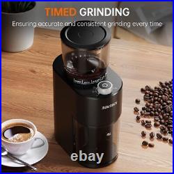 Anti-static Conical Burr Coffee Grinder, Adjustable Burr Mill with 38 Black