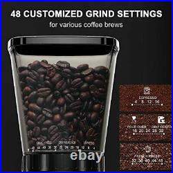 Anti-static Conical Burr Coffee Grinder with 48 Grind Settings, Adjustable