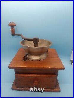 Antique Coffee Grinder with Wood Base