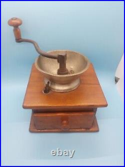 Antique Coffee Grinder with Wood Base