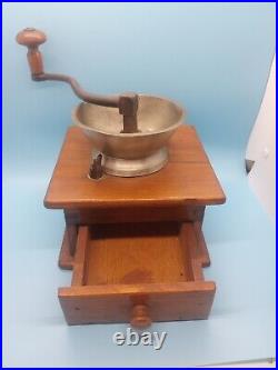 Antique Coffee Grinder with Wood Base