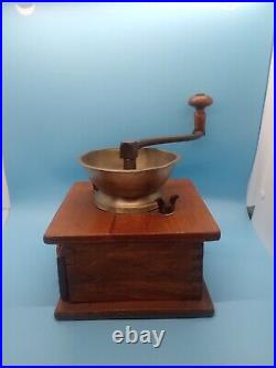 Antique Coffee Grinder with Wood Base