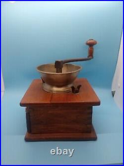 Antique Coffee Grinder with Wood Base