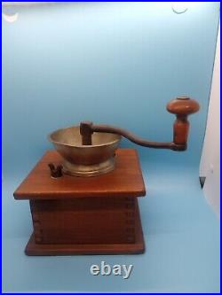 Antique Coffee Grinder with Wood Base