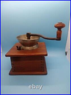 Antique Coffee Grinder with Wood Base