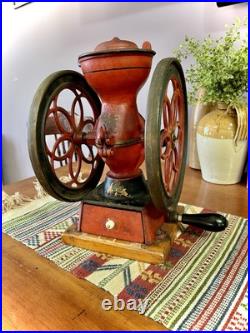 Antique ENTERPRISE MFG CO of Philadelphia Cast Iron, Double Wheel COFFEE GRINDER