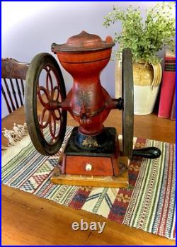 Antique ENTERPRISE MFG CO of Philadelphia Cast Iron, Double Wheel COFFEE GRINDER