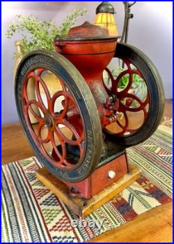 Antique ENTERPRISE MFG CO of Philadelphia Cast Iron, Double Wheel COFFEE GRINDER