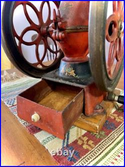 Antique ENTERPRISE MFG CO of Philadelphia Cast Iron, Double Wheel COFFEE GRINDER