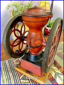 Antique ENTERPRISE MFG CO of Philadelphia Cast Iron, Double Wheel COFFEE GRINDER