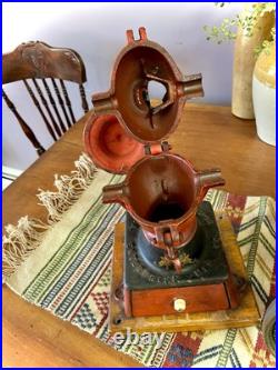 Antique ENTERPRISE MFG CO of Philadelphia Cast Iron, Double Wheel COFFEE GRINDER