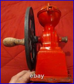 Antique MJF Original Patentado Cast Iron Single Wheel Coffee Grinder Mill Spain