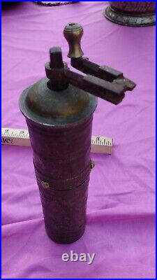 Antique Ottoman Turkish Copper Hand Crank Coffee Tea Spice Mill Grinder Chopper
