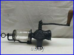 Arcade Crystal Wall Mount Cast Iron Manual Coffee Grinder Herb Mill No Top Part