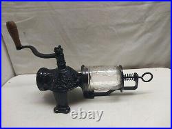 Arcade Crystal Wall Mount Cast Iron Manual Coffee Grinder Herb Mill No Top Part