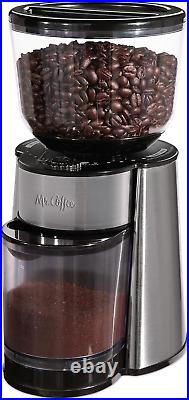 Automatic Burr Mill Coffee Grinder with 18 Custom Grinders, Silver