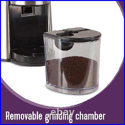 Automatic Burr Mill Coffee Grinder with 18 Custom Grinders, Silver