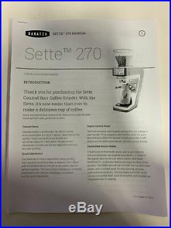 Baratza Sette 270 Dual-Adjust 40mm Conical Steel Burr Espresso Grinder USED