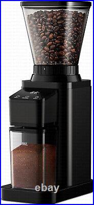 Black Conical Burr Coffee Grinder Electric with Electronic Precision Timer