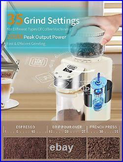 Burr Coffee Grinder, Adjustable Burr Mill with 35 Precise Grind Settings
