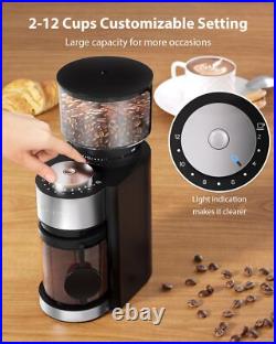 Burr Coffee Grinder Coffee Bean Grinder with 25 Grind Setting 2-12 Cups Timer Burr Coffee Grinder Coffee Bean Grinder with 25 Grind Setting 2-12 Cups Timer