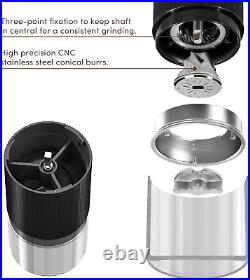 Burr Coffee Grinder-Rechargeable Battery Operated Coffee Grinder with Stainless