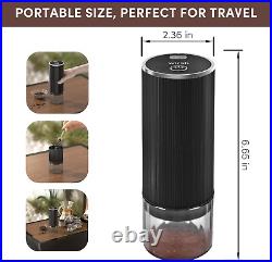 Burr Coffee Grinder-Rechargeable Battery Operated Coffee Grinder with Stainless