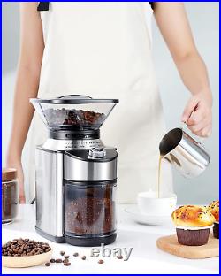 Burr Coffee Grinder, Stainless Steel Conical Burr Grinder with 19 Precise Grind