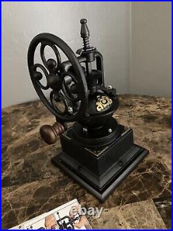 Burr Manual Coffee Grinder Antique Style Hand Crank Wood Iron Evelyne GMT-10012
