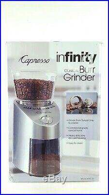 Capresso 565.05 100W Infinity Conical Stainless Steel Burr Grinder Brand New