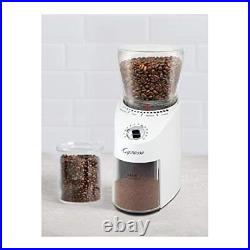 Capresso Infinity Plus Stainless Steel Conical Burr Grinder (White) Bundle wi
