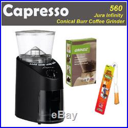 Capresso Jura Infinity 560 Conical Burr Coffee Grinder in Black + Accessory Kit