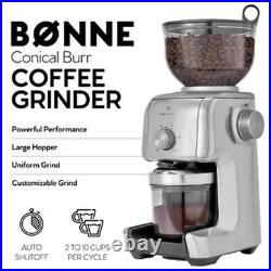 Chefwave Bonne Conical Burr Coffee Grinder With 16 Grind Settings, Stainless Steel