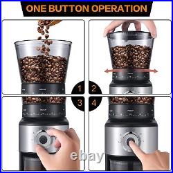 Coffee Bean Burr Grinder Electric, Burr Mill Conical Coffee Grinder With 30 A