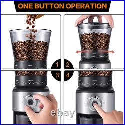 Coffee Bean Burr Grinder Electric, Burr Mill Conical Coffee Grinder with 30 Adju Coffee Bean Burr Grinder Electric, Burr Mill Conical Coffee Grinder with 30 Adju