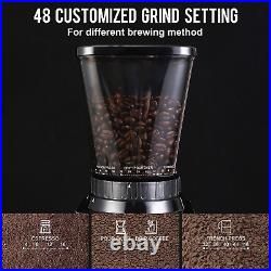 Coffee Grinder, Anti-Static Conical Burr Coffee Bean Grinder with 48 Precise Gri