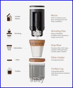 Coffee Grinder Electric Adjustable Burr Mill with Coffee Drip Filter Maker 2in1
