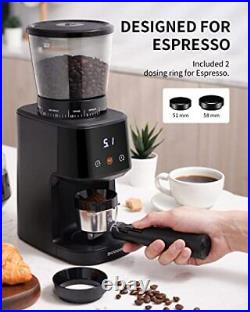 Coffee Grinder with Precision Electronic Timer Conical Burr Electric Coffee