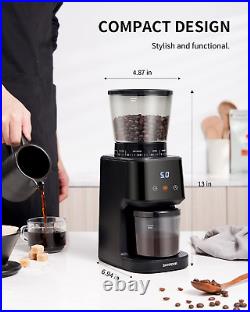 Coffee Grinder with Precision Electronic Timer, Conical Burr Electric Coffee Bea