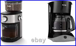 Coffee Maker Grinder Combo 12 Cups Stainless Steel Auto Pause Black Burr Quality