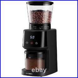 Conical Burr Coffee Bean Grinder with Precision Timer, Touchscreen Adjustable