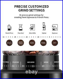 Conical Burr Coffee Bean Grinder with Precision Timer, Touchscreen Adjustable